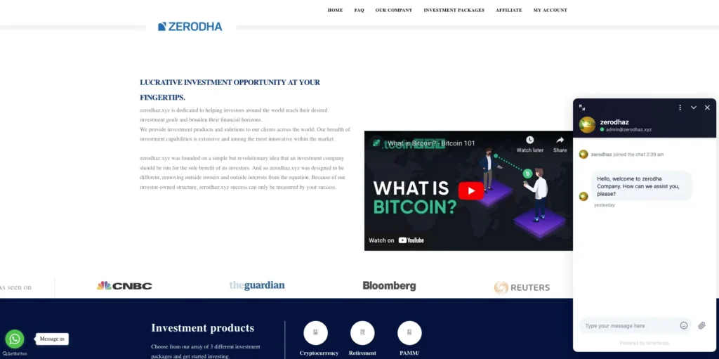 Phishing Web page showing the integrated chat.